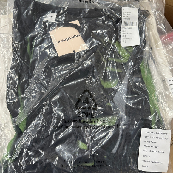 Superdown Black Sheer Flare Pant Set LARGE Crop Top Wicked Cochella Festival NEW - Picture 10 of 13